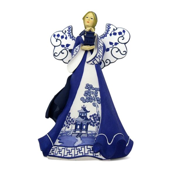 Hamilton Collection BLUE WILLOW Wishes of Grace for a palace Angel Figurine - Picture 6 of 11